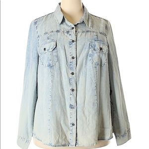 Forever 21 Fading Light Wash Denim Shirt